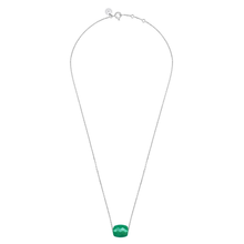  Collier Or Blanc Coussin Agate Verte
