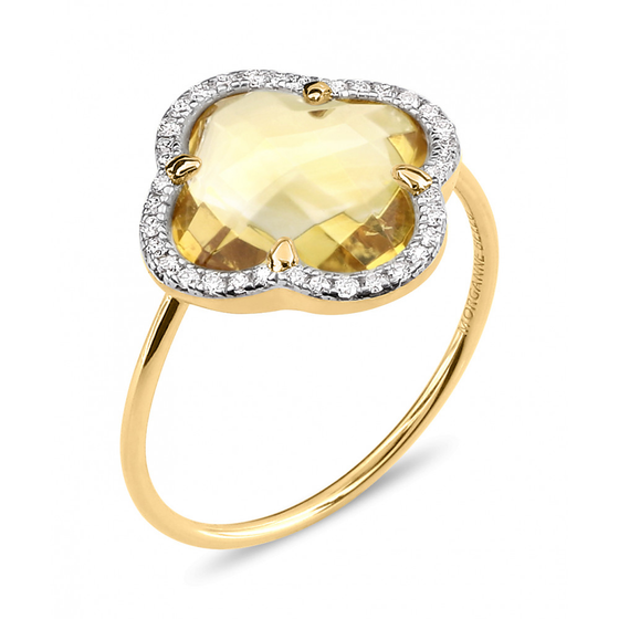 Bague, Citrine, Diamants, Or Jaune