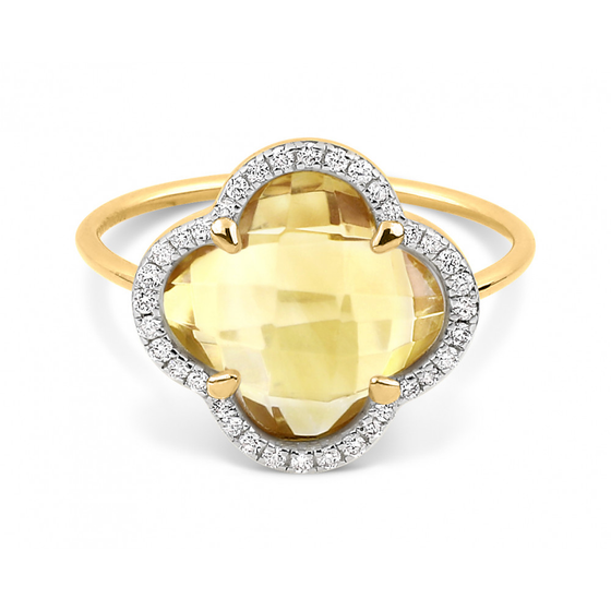 Bague, Citrine, Diamants, Or Jaune