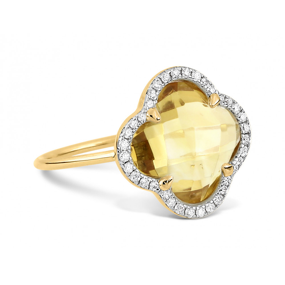 Bague, Citrine, Diamants, Or Jaune