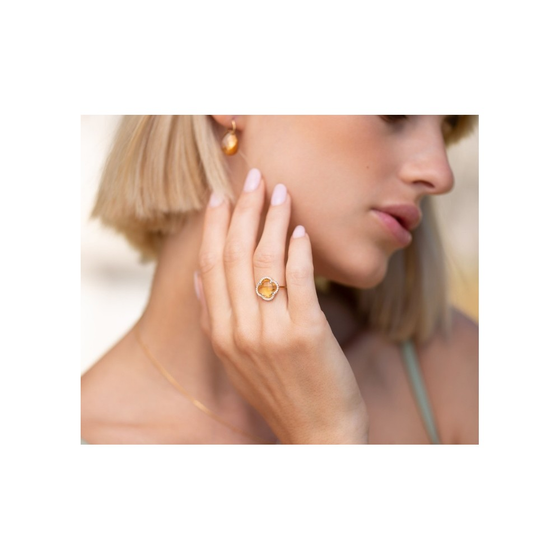 Bague, Citrine, Diamants, Or Jaune
