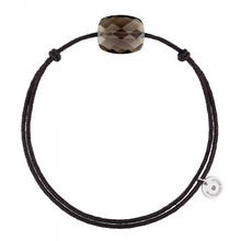  Smoky  Quartz  Cushion Chocolate Cord  Bracelet