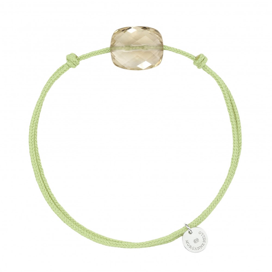 Bracelet Cordon Vert Anis Coussin Quartz Lemon