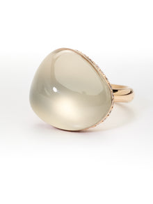  Pink gold ring, moonston and diamonds