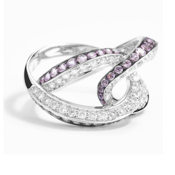 White gold diamond and pink sapphire-set ring
