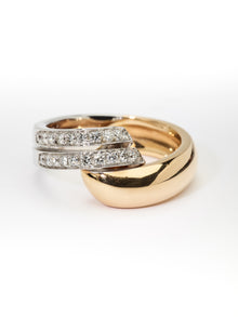  Pink gold and white gold ring with diamonds