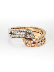  Pink gold and white gold ring with diamonds