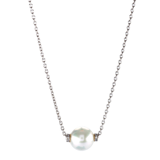 Rose gold diamond and pearl-set necklace