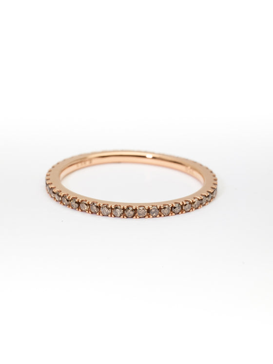 Pink gold ring and cognac diamonds