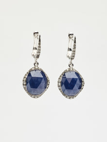 White gold earrings, icy diamonds and blue sapphires