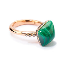  Rose gold diamond and malachite-set ring