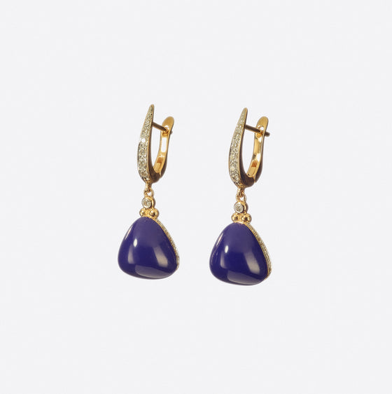 Yellow gold lapis lazuli-set earrings