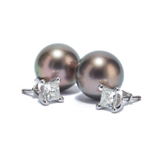  Boucles or gris diamants et perles