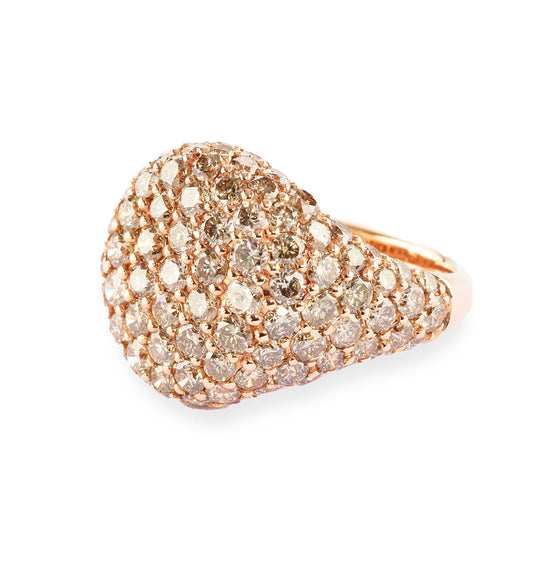 Rose gold  brown diamond-set signet ring