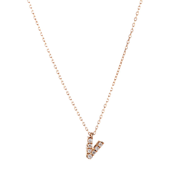 Rose gold letter-V necklace
