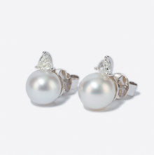  Boucles or gris diamants et perles