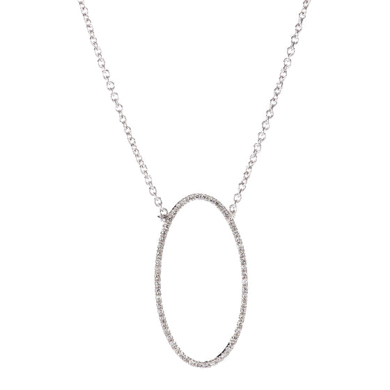 White gold small oval necklace