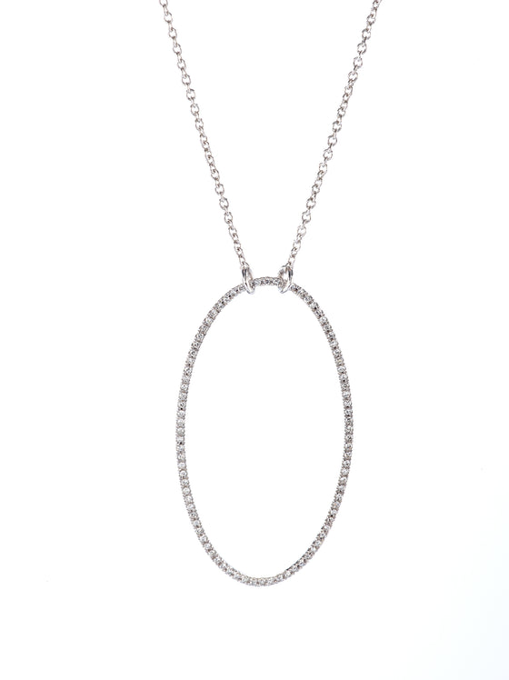 White gold large oval necklace
