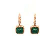  Rose gold earrings diamonds and malachite
