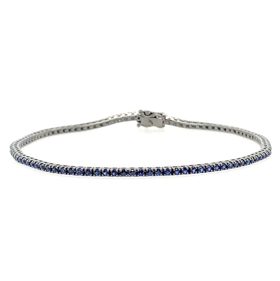 Tennis bracelet white gold black rhodium blue sapphires