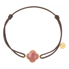  Guava Quartz Taupe Cord Yellow Gold Victoria Bracelet