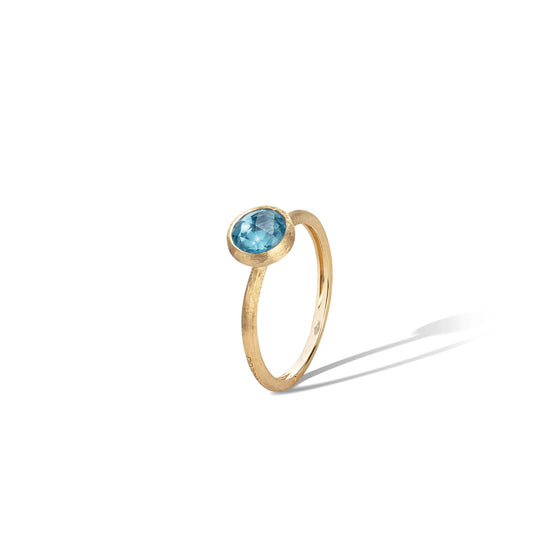 18kt Yellow gold ring with Cyan Topaz