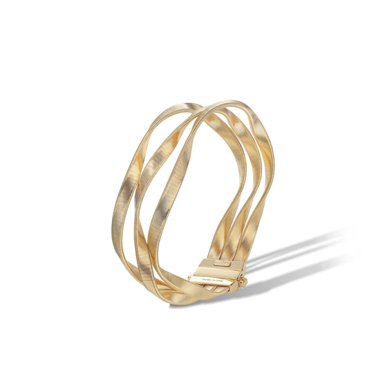 18kt yellow gold three-strand twisted bracelet