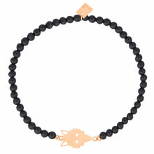  Bracelet onyx motif tête de loup or rose