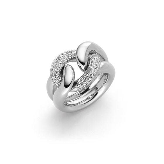 Bague chaine pour femme en or blanc et diamants blancs. Bague Duchesse Isabelle Fa 13482/1B/53/54