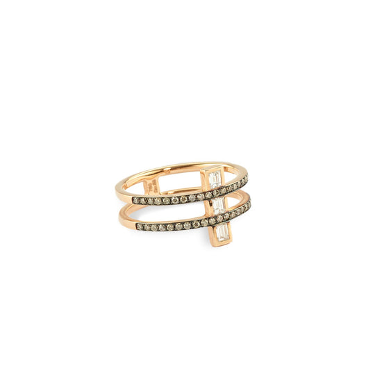 Bague pour femme en or rose, diamants bruns et blancs. Bague Fancy Dinos Karalis DA00269-006-01