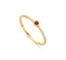  Bague pour femme en or jaune 18 carats, diamants et solitaire en rubis. Bague Le Carre GA105RU