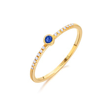  Bague pour femme en or jaune 18 carats, diamants et solitaire en saphir bleu. Bague Le Carre GA105ZA