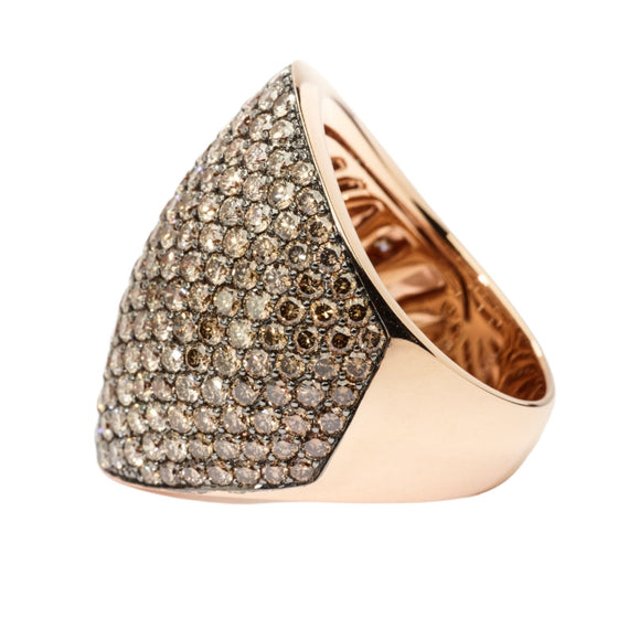 Bague pour femme en or rose pavée de diamants bruns. Bague Michaud 1036986