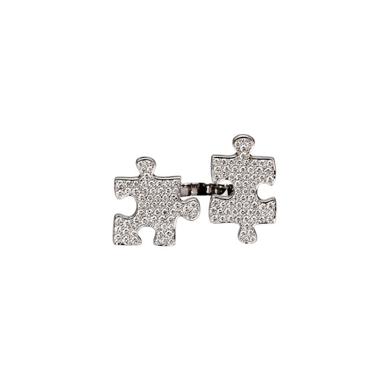 Bague pour femme en pièces de puzzle en or blanc et diamants. Bague Puzzle Akillis RPZ0006-OG