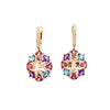 Boucles d'oreilles pendantes pour femme en or rose pavées de diamants blancs, de tourmalines et de topazes. Boucles d'Oreilles Michaud 149337