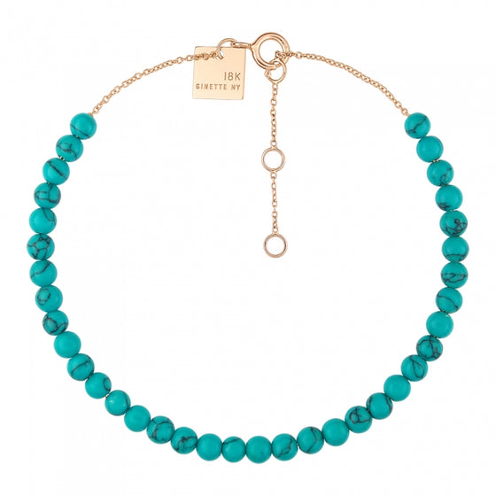 Bracelet pour homme et femme en or rose et perles en turquoise. Bracelet Maria Ginette NYBMA01T