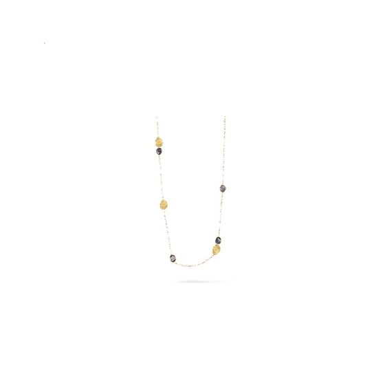 18kt yellow gold long necklace with black mother of pearl