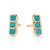 Clous d'Oreilles pour femme en or rose et turquoise. Clous d'Oreilles Strip Ginette NY BOFSST
