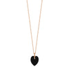 Collier pour femme en or rose et pendentif coeur en onyx noir. Collier Angèle Ginette NY ANO3