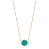 Collier pour femme en or rose et pendentif en pierre turquoise. Collier Disc Ginette NY EVET3