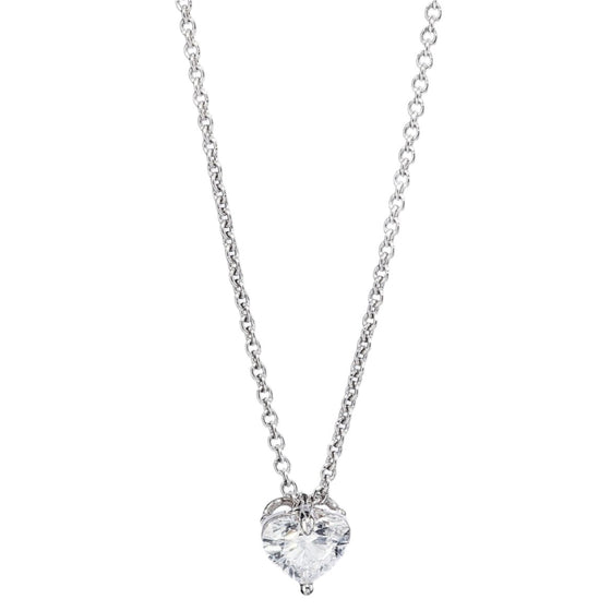 Collier pour femme en or blanc avec un pendentif en diamants blancs motif coeur. Collier Michaud 1035043