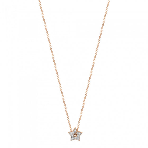 Collier pour femme en or rose et pendentif étoile diamants blancs. Collier Milky Way Ginette NY MWD03
