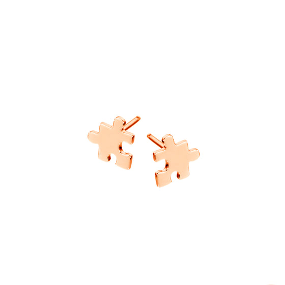Mini Puzzle Pink Gold Earrings