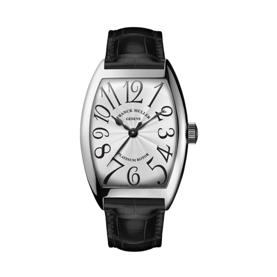 Montre pour homme et femme en acier et bracelet cuir noir. Montre Cintrée Curvex Franck Muller T5851M SC AC