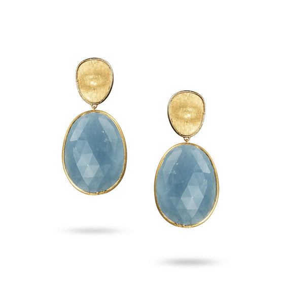 18kt yellow chandelier earring with milky Aquamarines