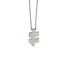  Collier pour homme et femme avec une pièce de puzzle en or blanc et diamants blancs. Pendentif Puzzle Akillis PPZ0014-OG