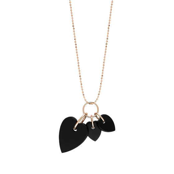 Rose gold necklace onyx heart